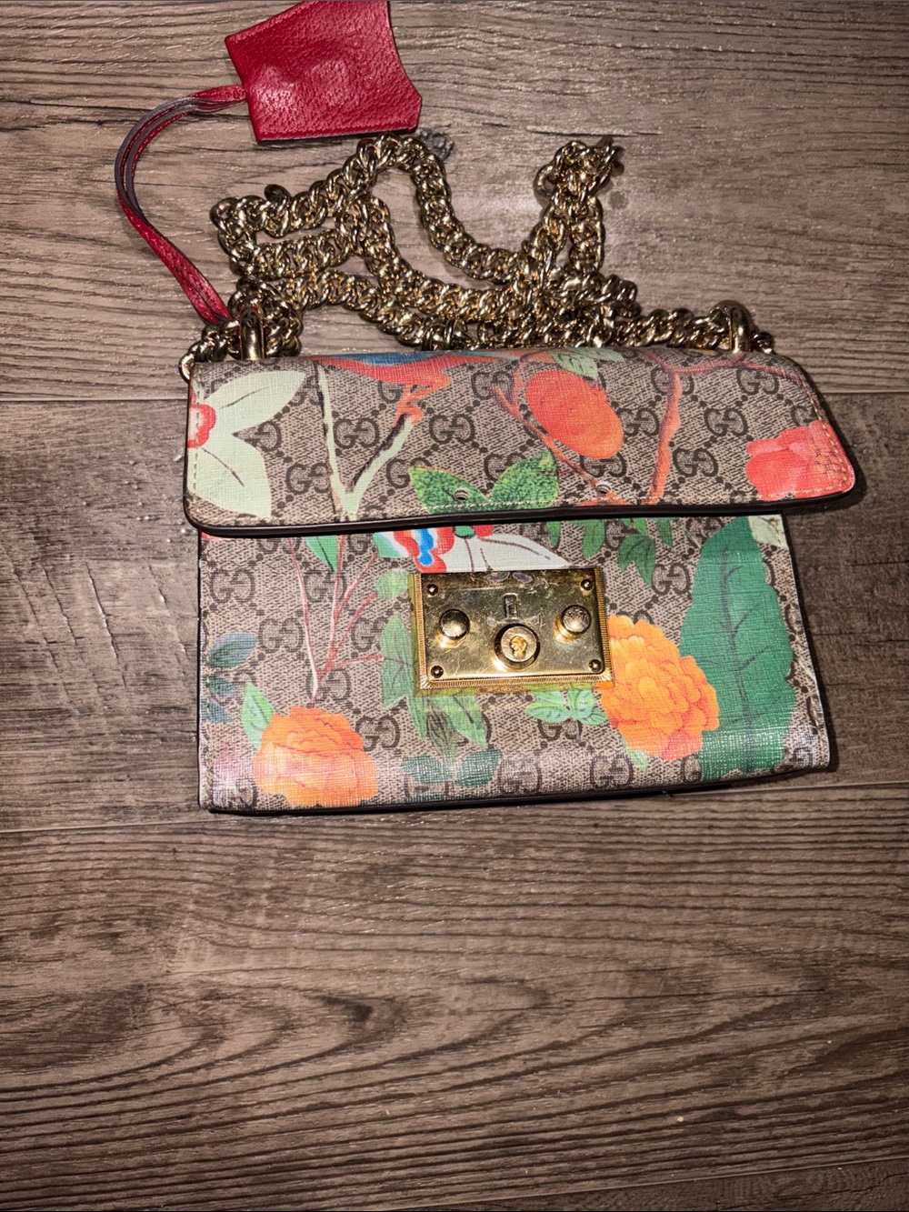 Gucci GG Blooms Small Shoulder Bag with Gold Chain